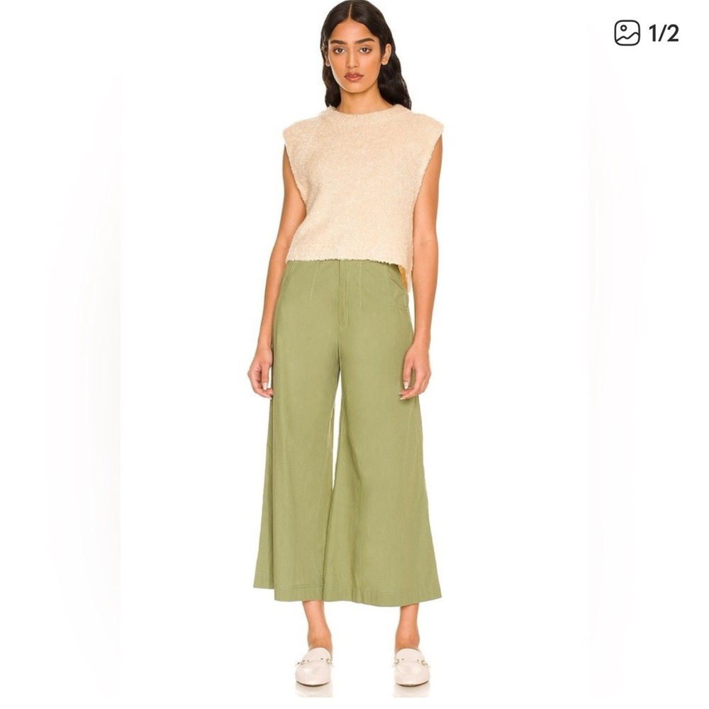 Free people menorca cropped wide leg pants size 4 forest glen nwt [revolve]